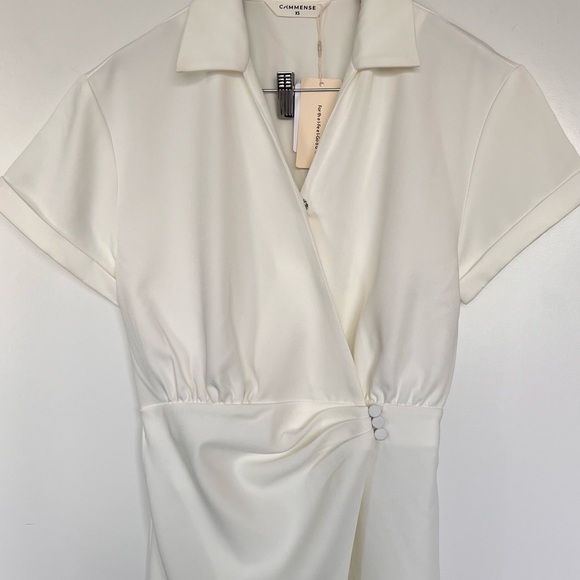 White Collared Wrap Dress - Picture 3 of 6